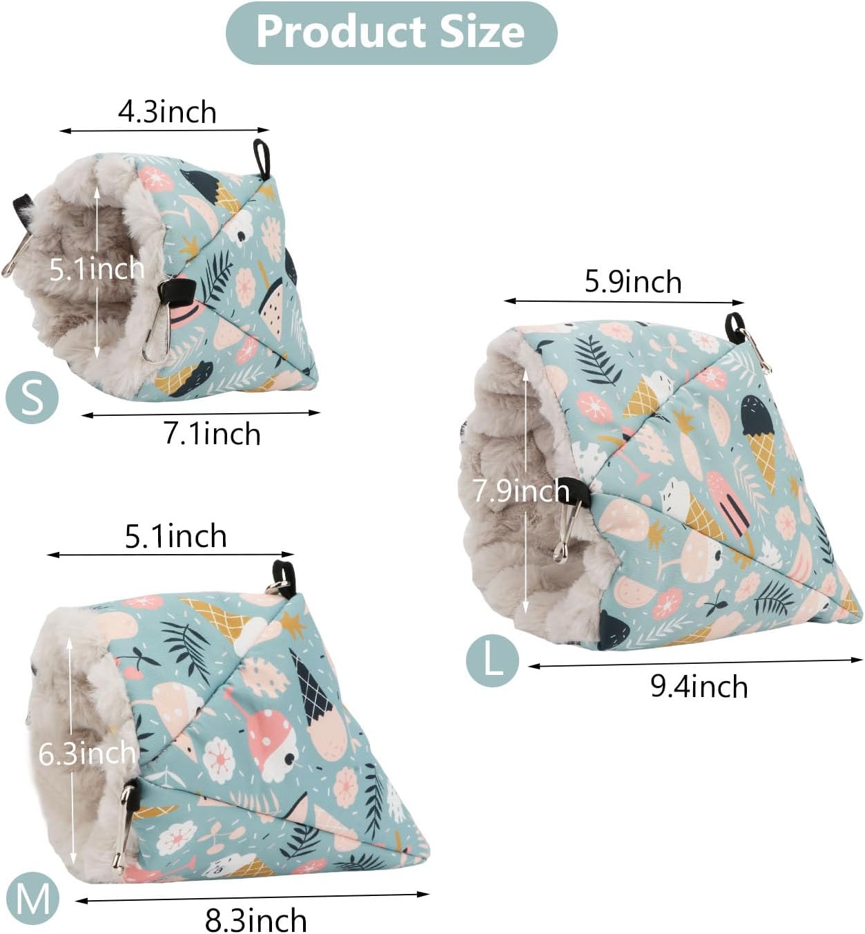 Wontee Bird Nest House Winter Warm Hanging Hammock Bird Bed Snuggle Hut for Parakeets Budgies Caique Conures Cockatiels (Small, Blue)