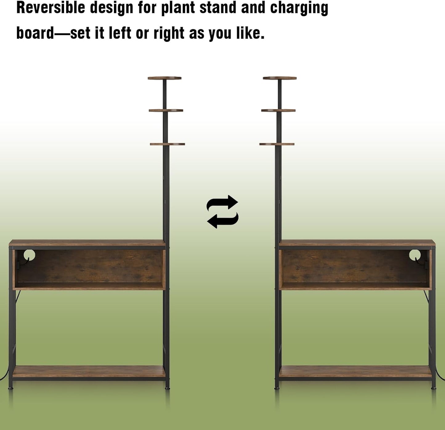 Aquarium Stand with Plant Shelves,20-Gallon Fish Tank Stand with 2-Tier Storage and Display Racks,Metal Frame Reptile Tank Table with Tall Plant Holders,Industrial Rack for Home,Office