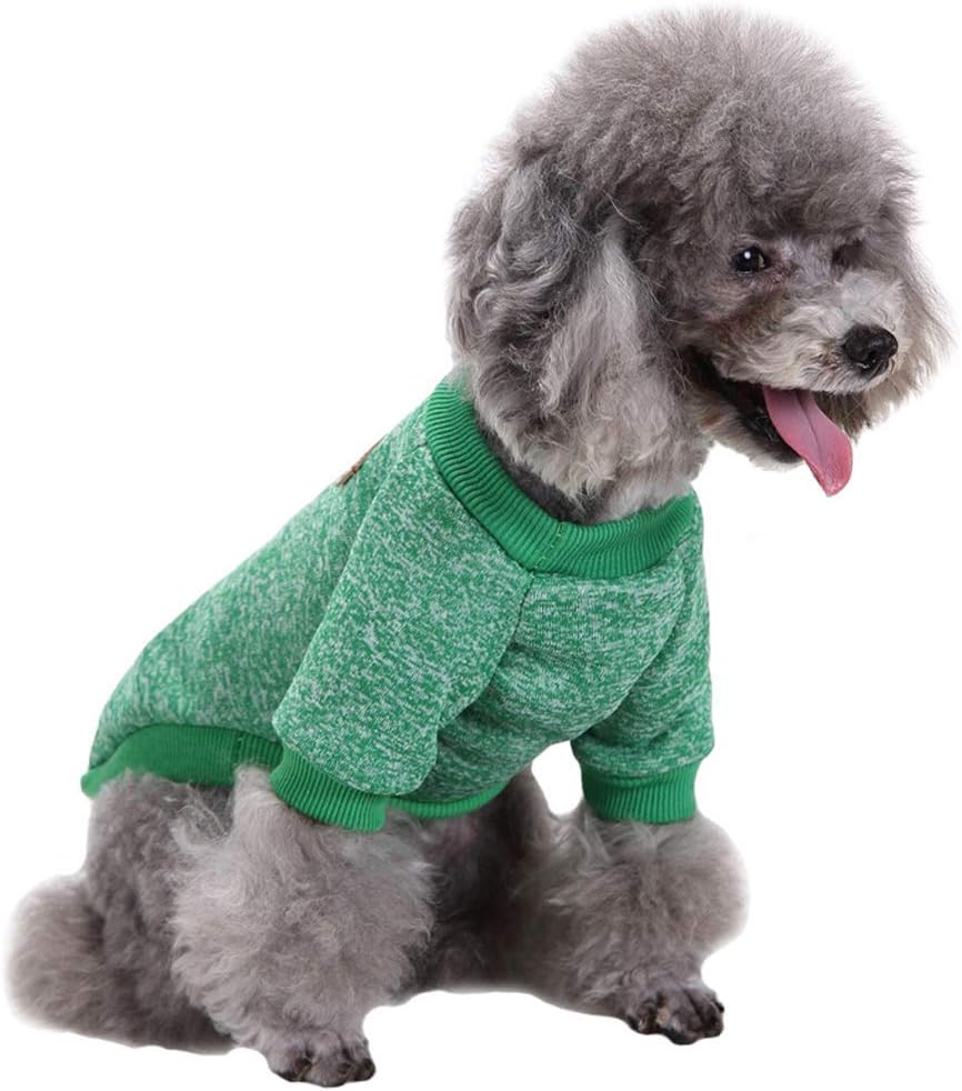 Jecikelon Dog Clothes Dogs Sweater Soft Puppies Clothing Winter Puppy Sweaters Warm Outfit for Dogs Small XXS XS Cat Apparel (Green, XS)