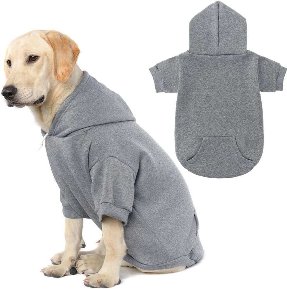 KOOLTAIL Basic Dog Hoodie - Soft and Warm Dog Hoodie Sweater with Leash Hole and Pocket, Dog Winter Coat, Cold Weather Clothes Sweatshirt for Small Medium Large Dogs Puppy Cat Boys Girls Grey XL