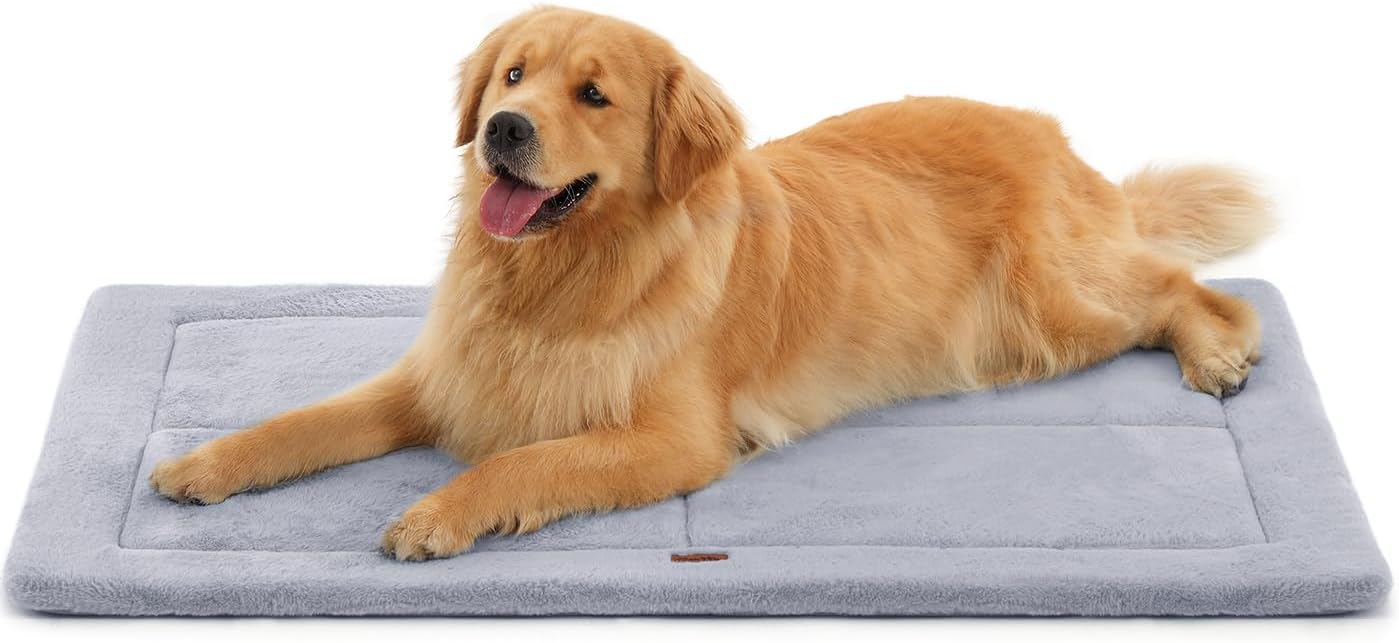 Made4Pets Dog Crate Pad Bed for Large Dogs, Washable & Reversible, Anti-Slip Kennel Mat for Cozy Sleeping, Soft Fluffy Dog Bed for Indoor & Outdoor Use, 41"x29", Gray