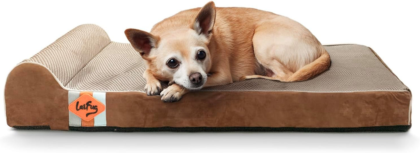 Laifug Orthopedic Memory Foam Dog Bed with Durable Water Proof Liner and Removable Washable Cover (Large (34"x22"x5.5"), Brown)