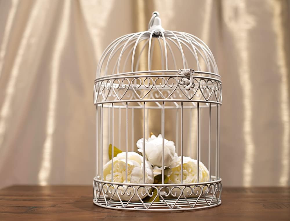 Anderson's Decorative Ivory Wire Birdcage Wedding Centerpiece, Table Décor, Hanging Decorations, Reusable