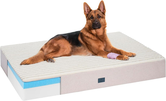 Veehoo Orthopedic Memory Foam Dog Bed, 7 Inch Thick Extra Large XXL Dog Bed for Senior Dogs with Ultra-Soft Fluffy Surface, Waterproof Liner, Removable Washable Cover and Non-Slip Bottom, 52"x36"x7"