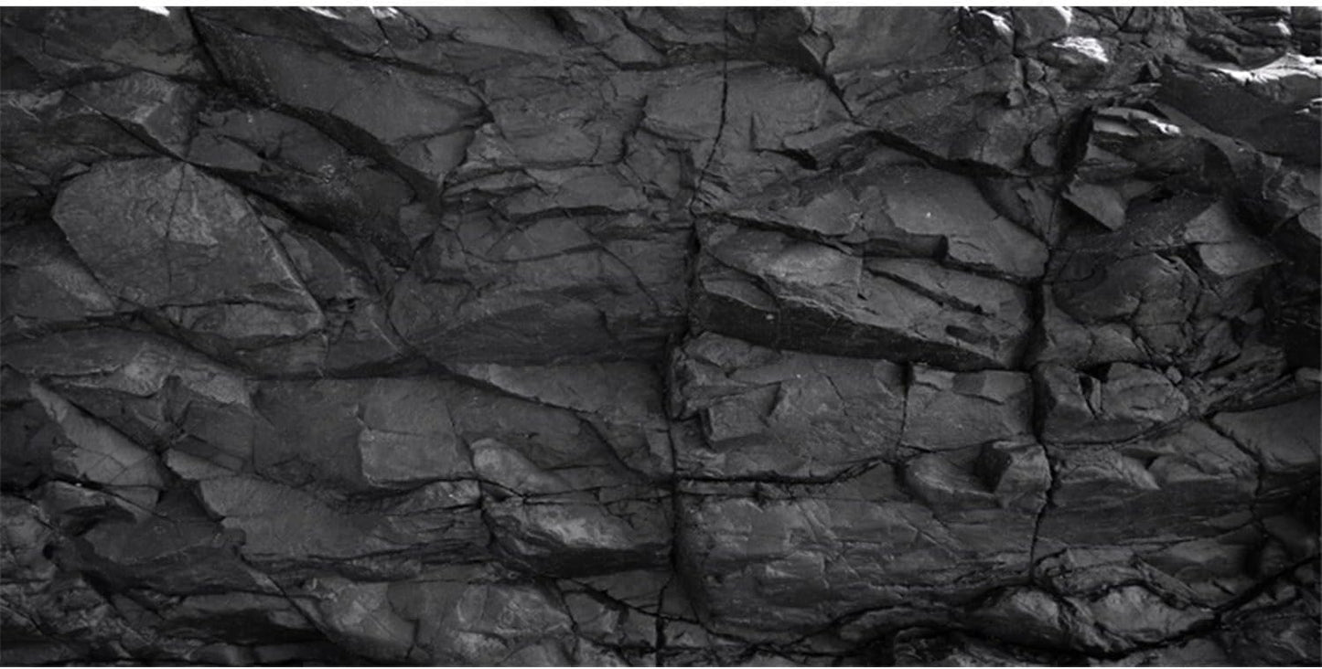 AWERT 48x24 inches Stone Aquarium Background Black Rock Fish Tank Background Rocky Terrarium Background Polyester Background