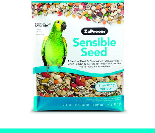 ZuPreem Sensible Seed Bird Food, Amazon, Cockatoo, Macaw, Bird Seed and Pellets Blend, ZuPreem Feed Mixer Topper, Enriching Variety, Made in USA, Macaw Food, (Large, 2 lb bag)