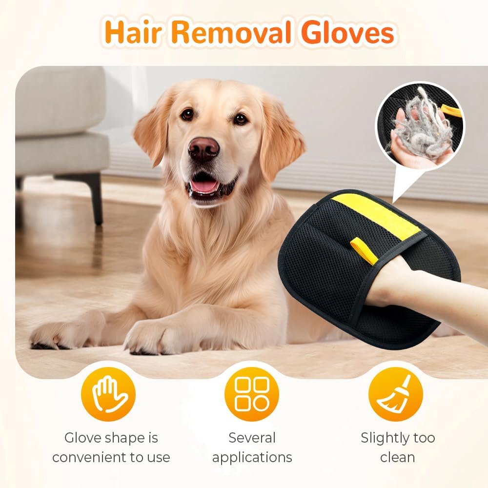 2025 Upgrade Pet Hair Remover Gloves, Reusable Cat Dog Grooming Gloves Pet Hair Remover Electrostatic Gloves, Premium Efficient Pet Hands on for Dogs, Cats & Horses with Long and Short Hair Fur (3)
