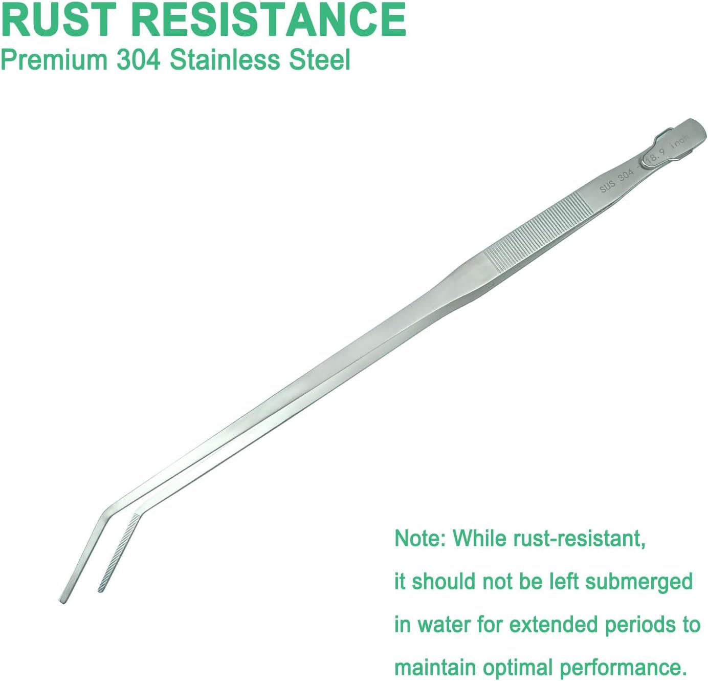 18.9 inch Aquarium Tweezers with Hanger, 2025 New Extra Long Feeding Tongs, Stainless Steel Large Aquascape Tools for Fish Tank, Terrarium, Aquascaping, Reptile Snake (Curved)