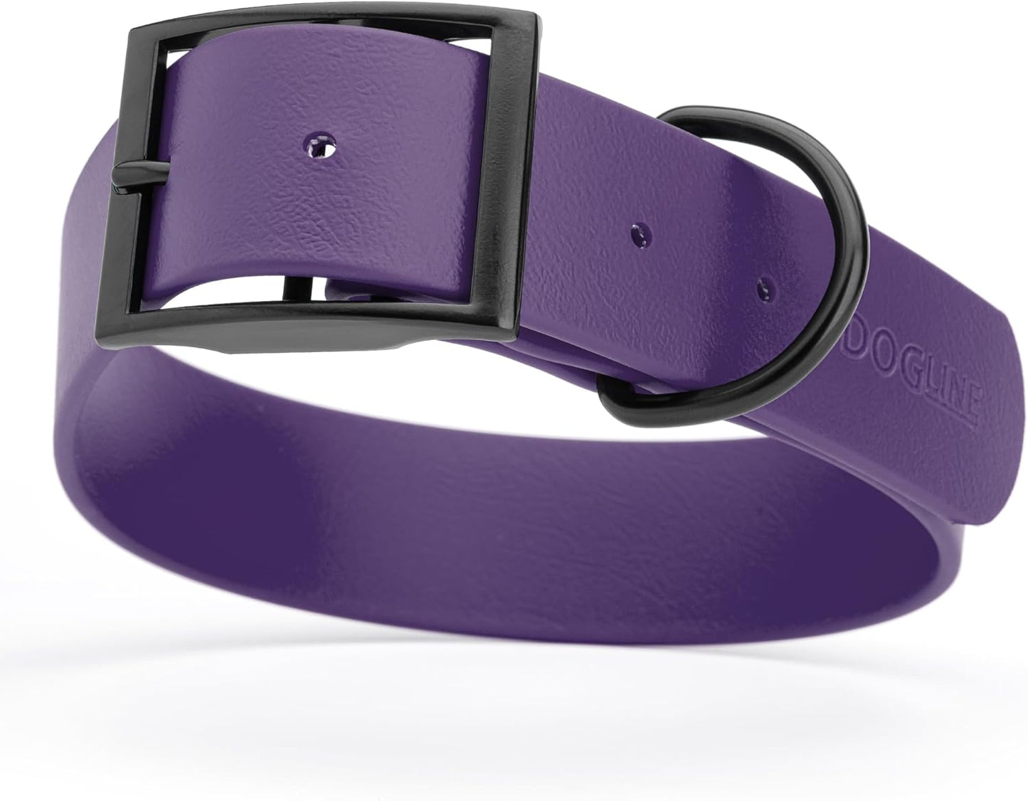 Dogline Biothane Waterproof Dog Collar Strong Coated Nylon Webbing with Black Hardware Odor- Proof for Easy Care Easy to Clean High Performance Fits Small Medium or Large Dogs, Violet Purple