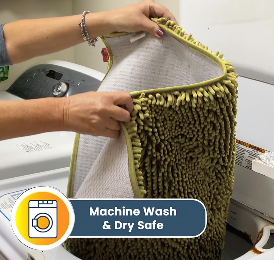 Muddy Mat® Original Dog Door Mat for Muddy Paws, Super Absorbent Microfiber, Non-Slip Washable Pet Rug, Quick Dry Chenille Entryway Carpet, Machine Washable Indoor Outdoor mat, Yellow 19"x30"