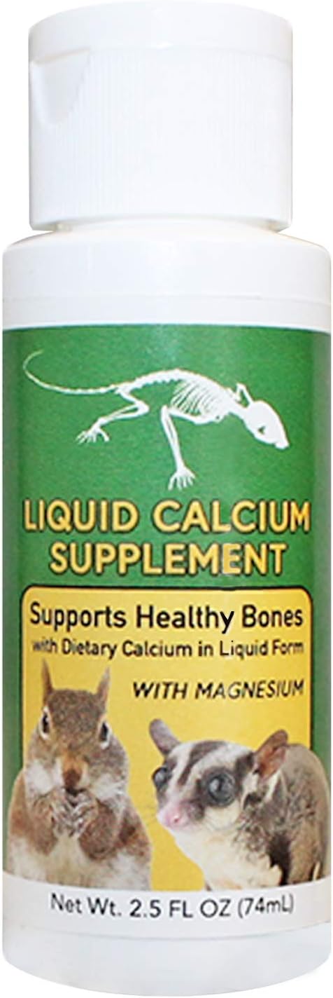 Liquid Calcium Supplement 2 oz. - Supports Healthy Bones & Prevents Calcium Deficiencies - for Sugar Gliders, Opossums, Squirrels, Reptiles & Other Small Pets