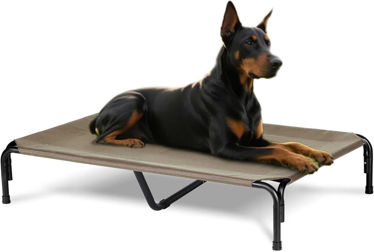 Elevated Dog Bed for Outdoor, XXXL Raised Dogs Cot with Washable Mesh, Cooling Pet Beds Chew Proof Dog Hammock, Metal Frame Lifted Platform for Training Outside Camping, 59 inch Brown