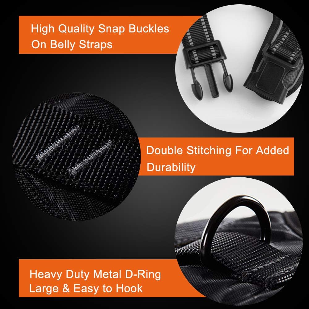 PHOEPET No Pull Dog Harness Reflective Adjustable with 2 Metal Leash Hooks and Soft Training Handle [Over The Head Design](S, Baby Blue)