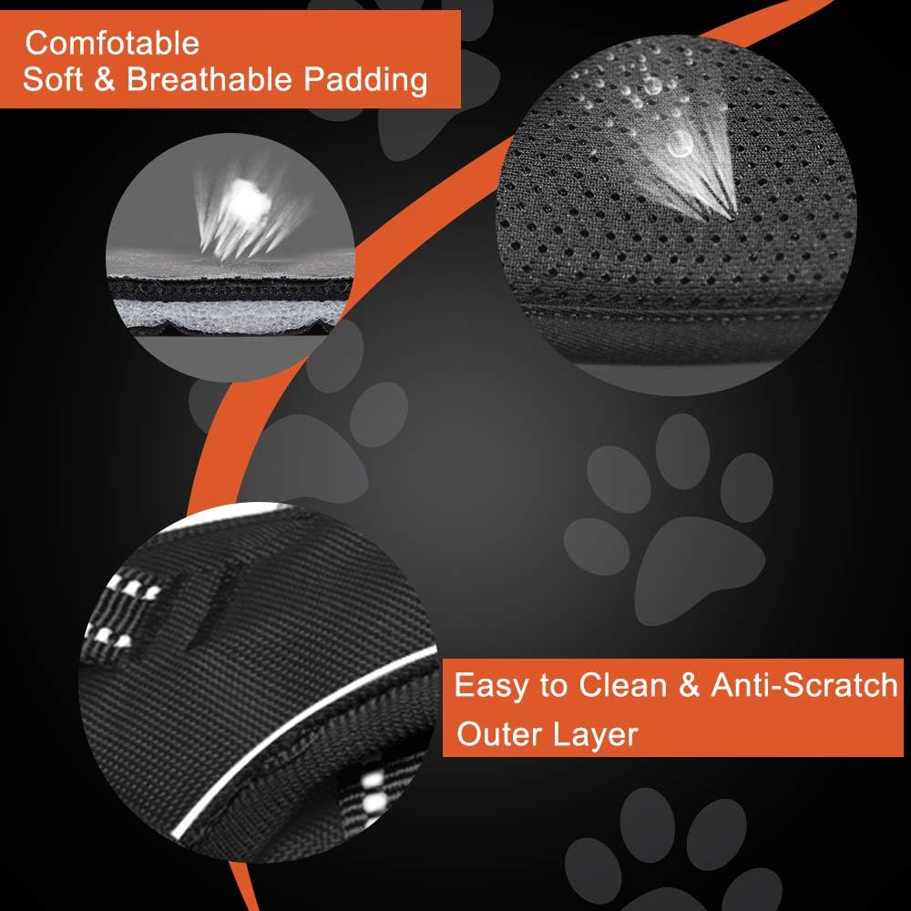 PHOEPET No Pull Dog Harnesses for Small Dogs Reflective Adjustable Front Clip Vest with Handle 2 Metal Rings 2 Buckles [Easy to Put on & Take Off](S, Red)