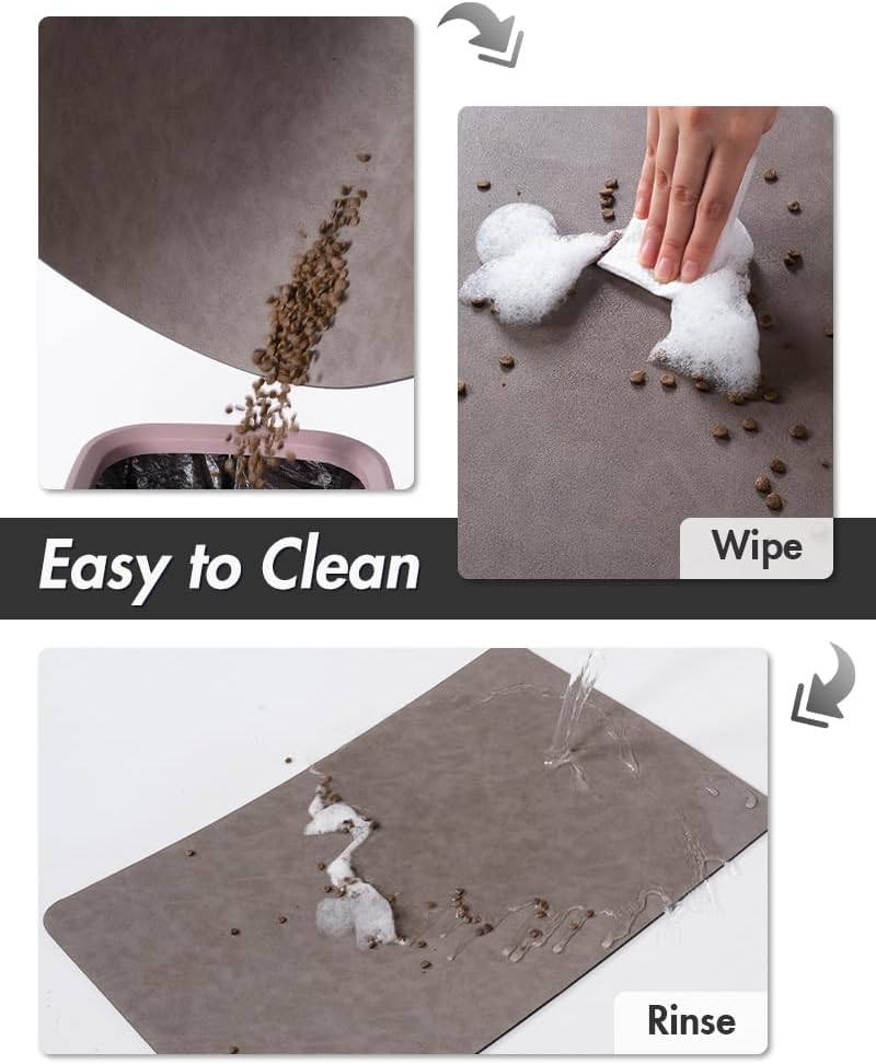 MontVoo-Absorbent Pet Feeding Mat-No Stains Pet Mat for Food and Water Bowl-Quick Dry Cat & Dog Food Mat Water Dispenser Mat-Pet Supplies Mat-Dog Water Bowl Mat for Messy Drinker Brown