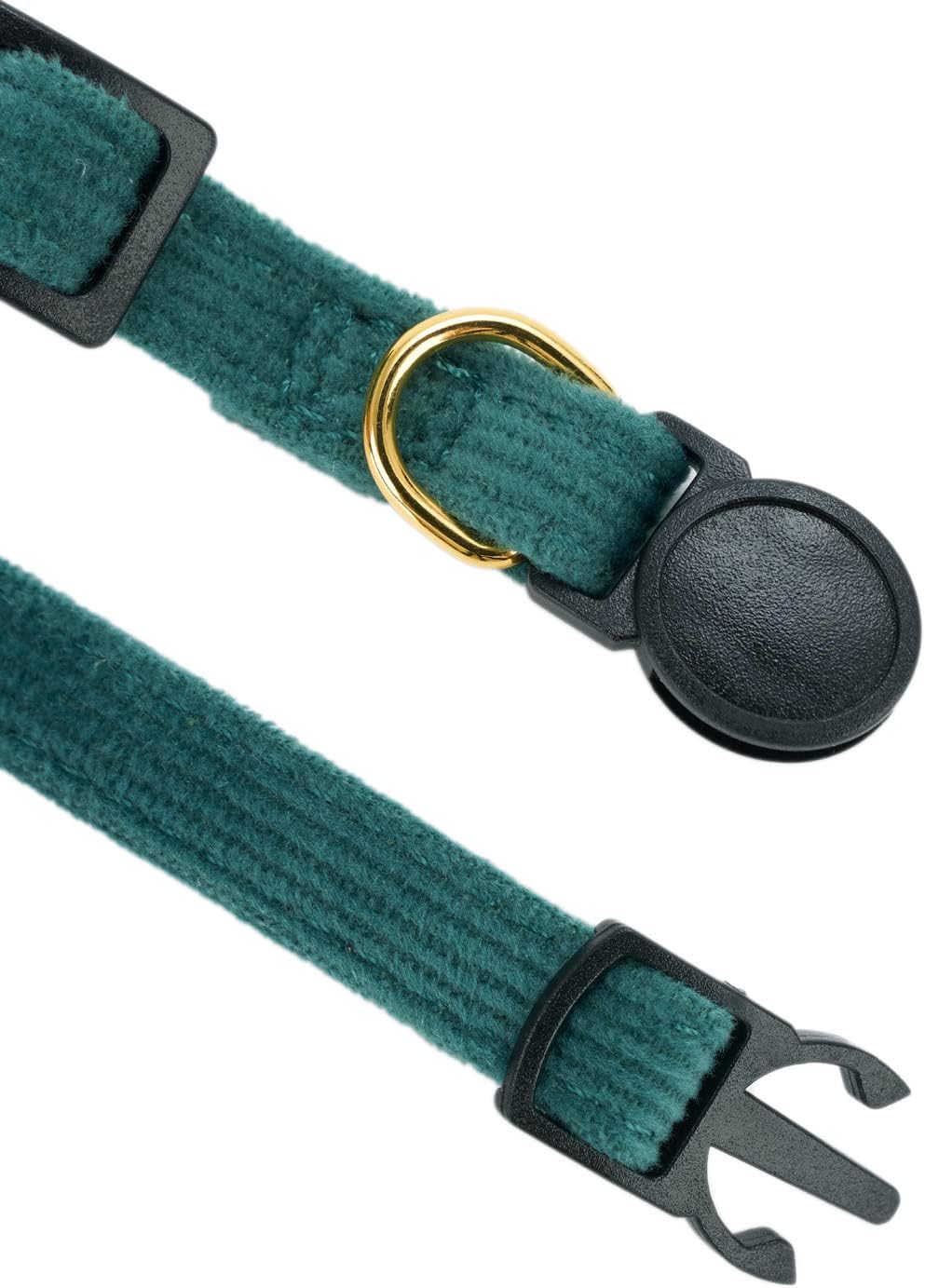 2 Pack Soft Corduroy Christmas Cat Collars with Bow Tie & Bell, Adjustable Breakaway Cotton Kitty Bowtie Collar for Girl Boy Kitten (Red & Green)