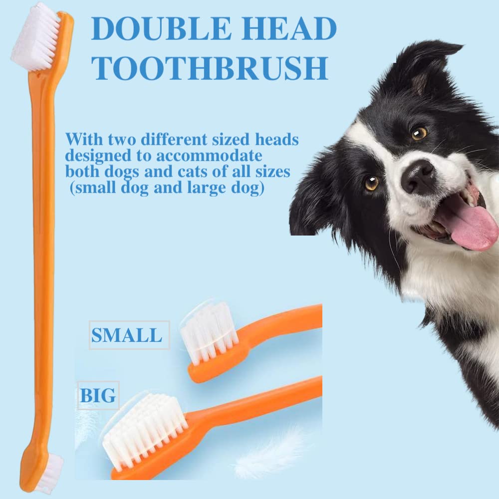 8 Pack Small Dog & Cat Toothbrush Kit, 360º Pet Toothbrush/Mini Head/Dual Head / 10000 Ultra-Soft Bristles Tooth Brush/Finger Toothbrushs for Cat Kitten Doggie Dental Care, Oral Hygiene