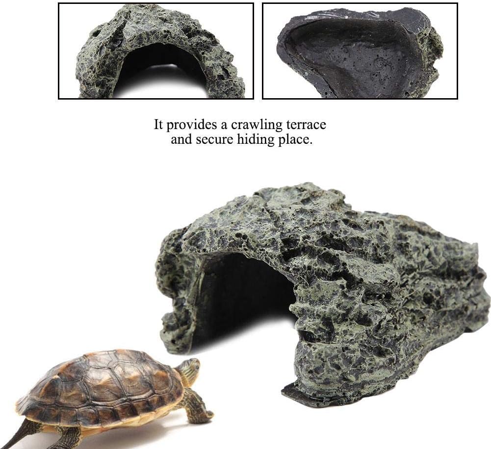 AMONIDA Elegant Aquarium Ornament Freshwater Ornament, Fish Hiding Cave Turtle Hideout Cave Reptile Basking Hide Habitat Aquarium Decoration Accessories,3 Optional Sizes (S)
