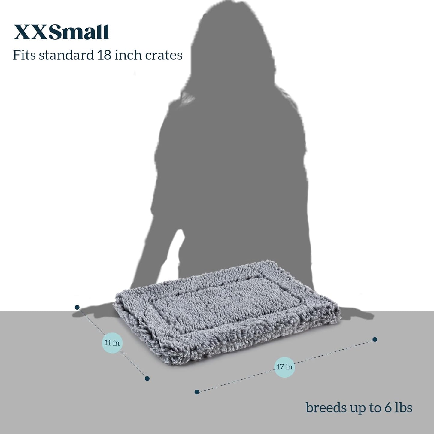 Stoutwool Indestructible Dog Bed - Fluffy Chew Proof Dog Crate Pad - Tough Kennel Pad for Aggressive Chewers - Washable, Ideal for Toy Breeds & Fits 18-Inch Crate - 17"x11", Charcoal