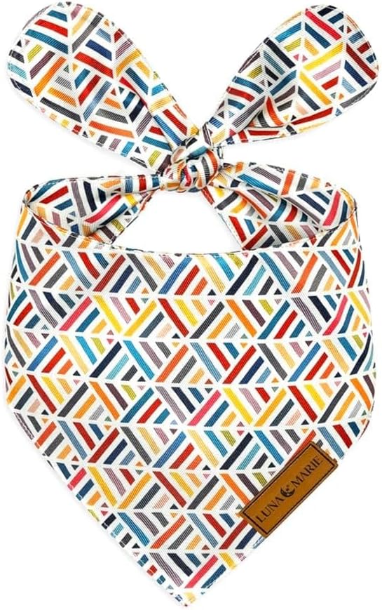 LunaMarie - Luxury Pet Birthday Bandanas -Premium & Silky Poly Fabric | 100% Handmade | Custom Shape Dual Layered (Xena, Medium)