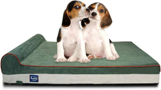 Laifug Orthopedic Memory Foam Dog Bed with Pillow and Durable Water Proof Liner & Removable Washable Cover & Smart Design Medium (34"x22"x7"), Dark Green