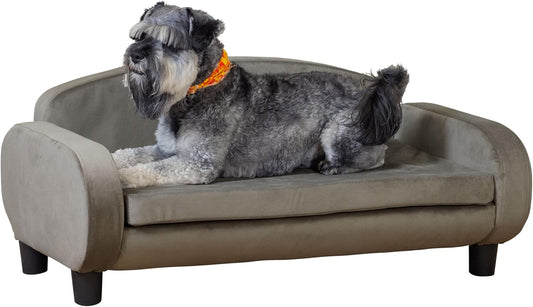 Paws & Purrs Multi-Cat Sofa Elevated Pet Bed for Indoor Cats Raised Cats Couch with Removable Washable Mattress Cover for Kittens, Dogs - 35.5" Wide, Ash