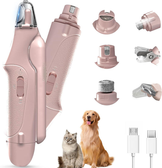 2-in-1 Cat Nail Clippers & Dog Nail Clippers Trimmers for Large Medium Small Dogs Cats Claw Trimmer Quick Sensor and Safety Guard USB Rechargeable with 2 LED Lights Dogs Nail Trimmer