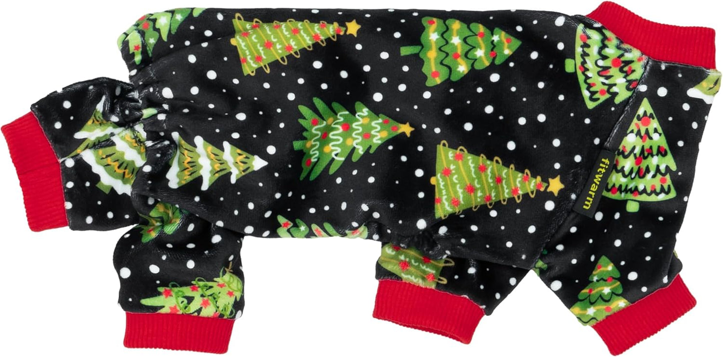 Fitwarm Christmas Tree Dog Pajamas, Christmas Clothes for Small Dogs Boy Girl, Holiday Pet Outfit, Black, Red, Green, Yellow, XS