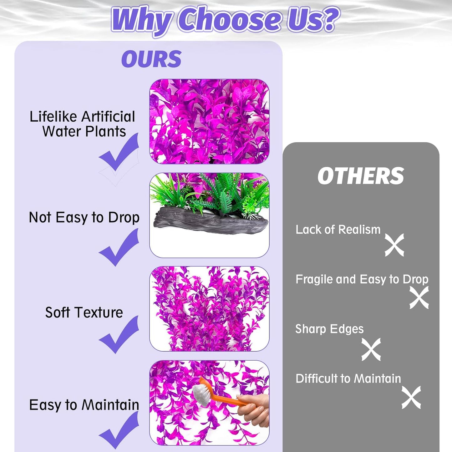 Hamiledyi Aquarium Plastic Plants Aquarium Decor Artificial Fish Tank Plants,Tall Fish Tank Decorations, Extra Large Aquarium Plant 20.4-inch Tall,2PCS