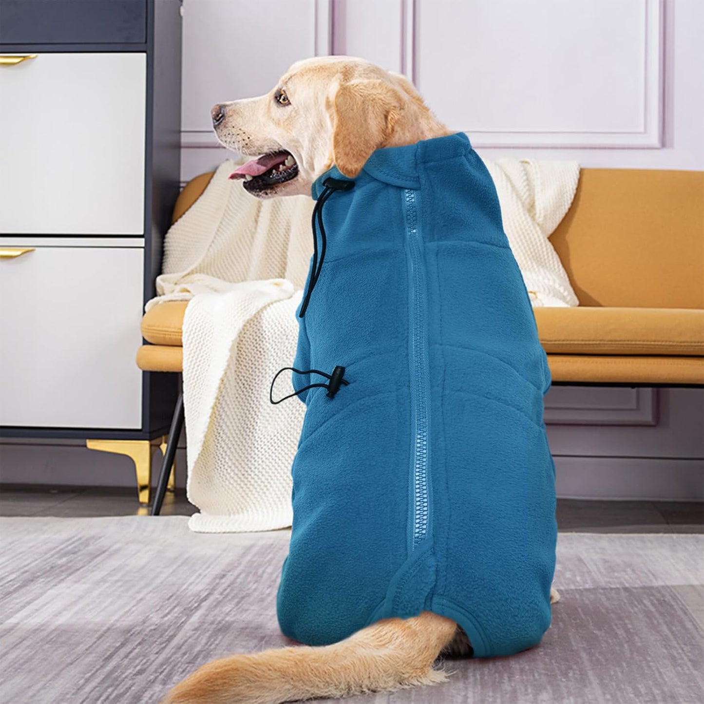 ROZKITCH Dog Pjs Large Breed, Pet Windproof Warm Cold Weather Jacket Vest Cozy Jumpsuit Apparel Outfit Clothes for Small Medium Large Dog Walking Sleep XL