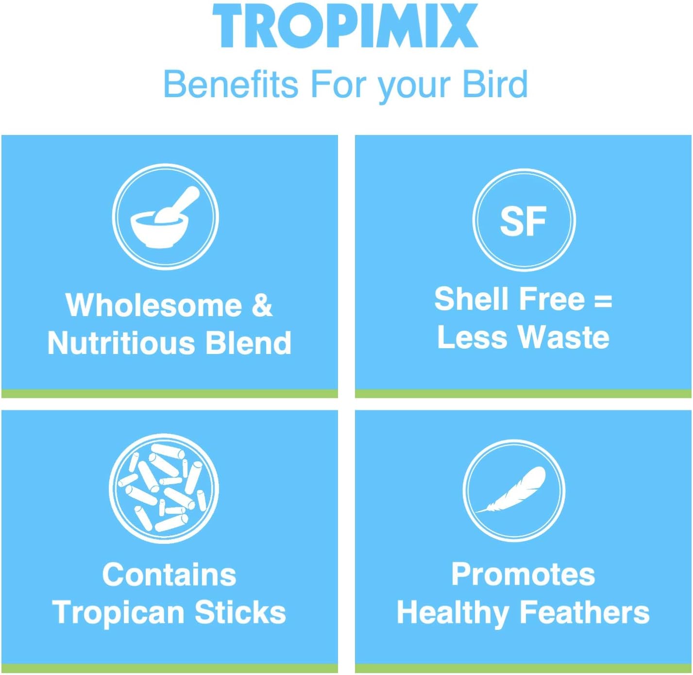 Tropimix Bird Food, Hagen Large Parrot Food with Seeds, Fruit, Nuts, Vegetables, Grains, and Legumes, Enrichment Food, 4 lb Bag