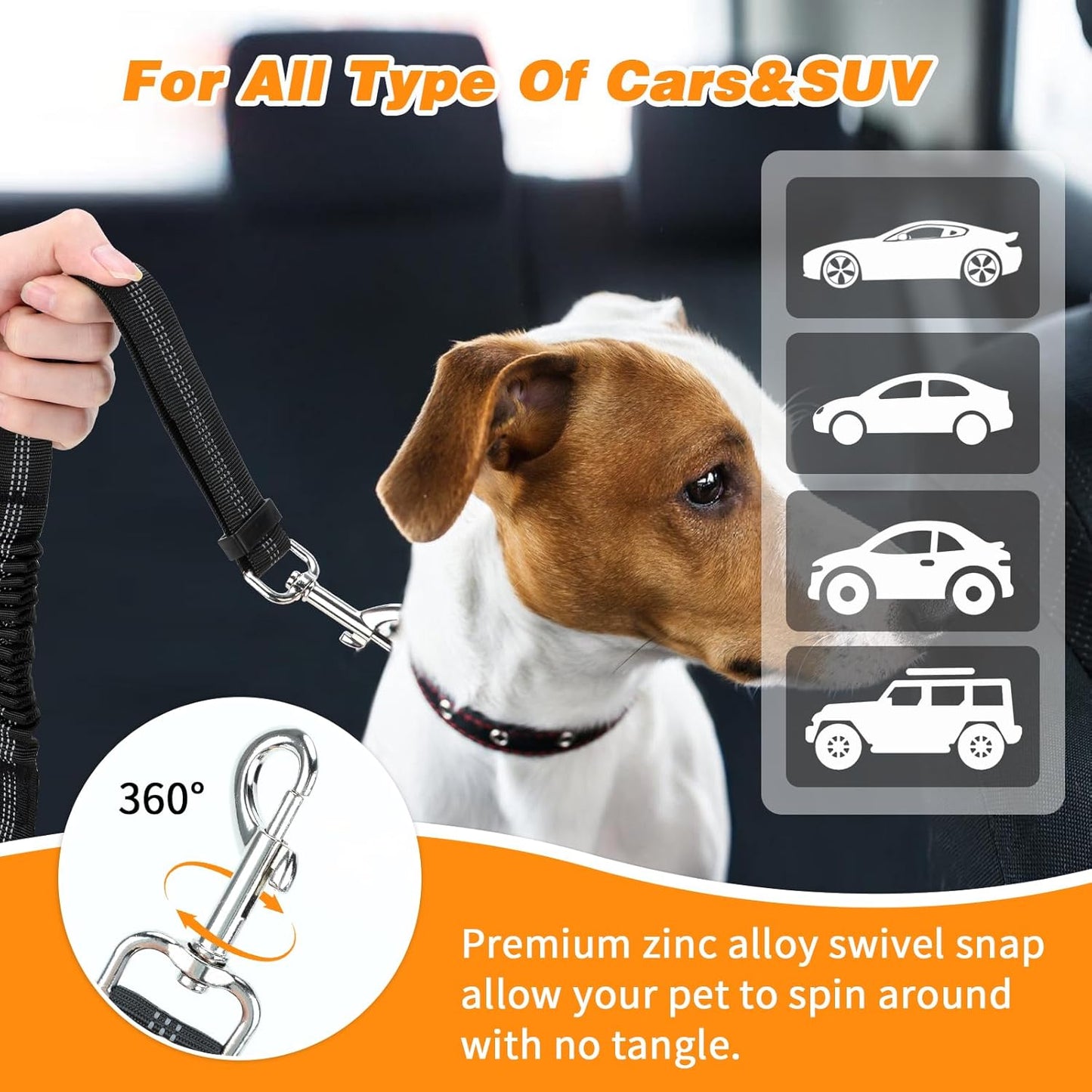 BWOGUE Double Dog Cat Seat Belts, Car Headrest Restraint Adjustable Travel Leash,Safety Elastic Leads Splitter Connect Vehicle Seatbelt Harness for 2 Dogs