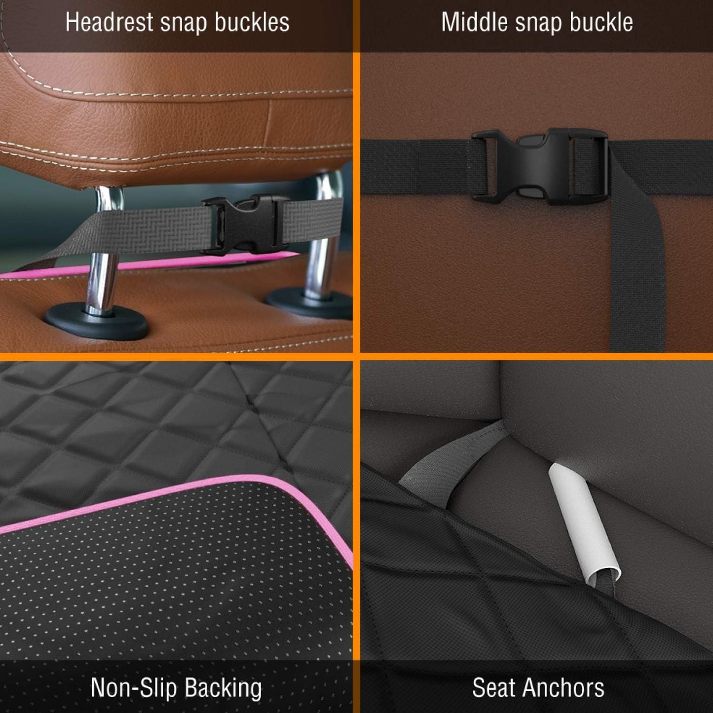 Active Pets Dog Car Seat Cover, Waterproof Front Seat Protector for SUV Truck Sedan, Pet Safety Travel Comfort System with Universal Fit, Pink