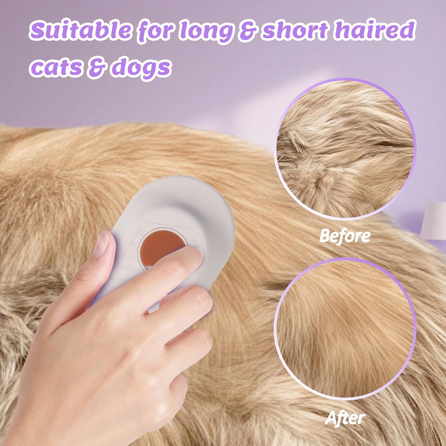 4 in 1 Cat & Dog Steam Brush for Long/Short Hair Shedding - Rechargeable Pet Grooming Brush with Anti-Static Steam Spray, Foldable Handle & Dual Massage Modes for Home Pet Spa Cleaning