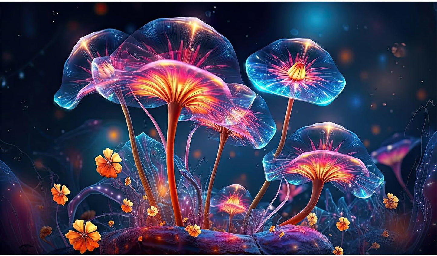 Flower Aquarium Background Modern Style Bluebell Blooming Flower Floral Design Terrarium Background Mysterious Elegant Glowing Fantasy Flower Fish Tank Backdrop Poster Decorations Vinyl 72x24in