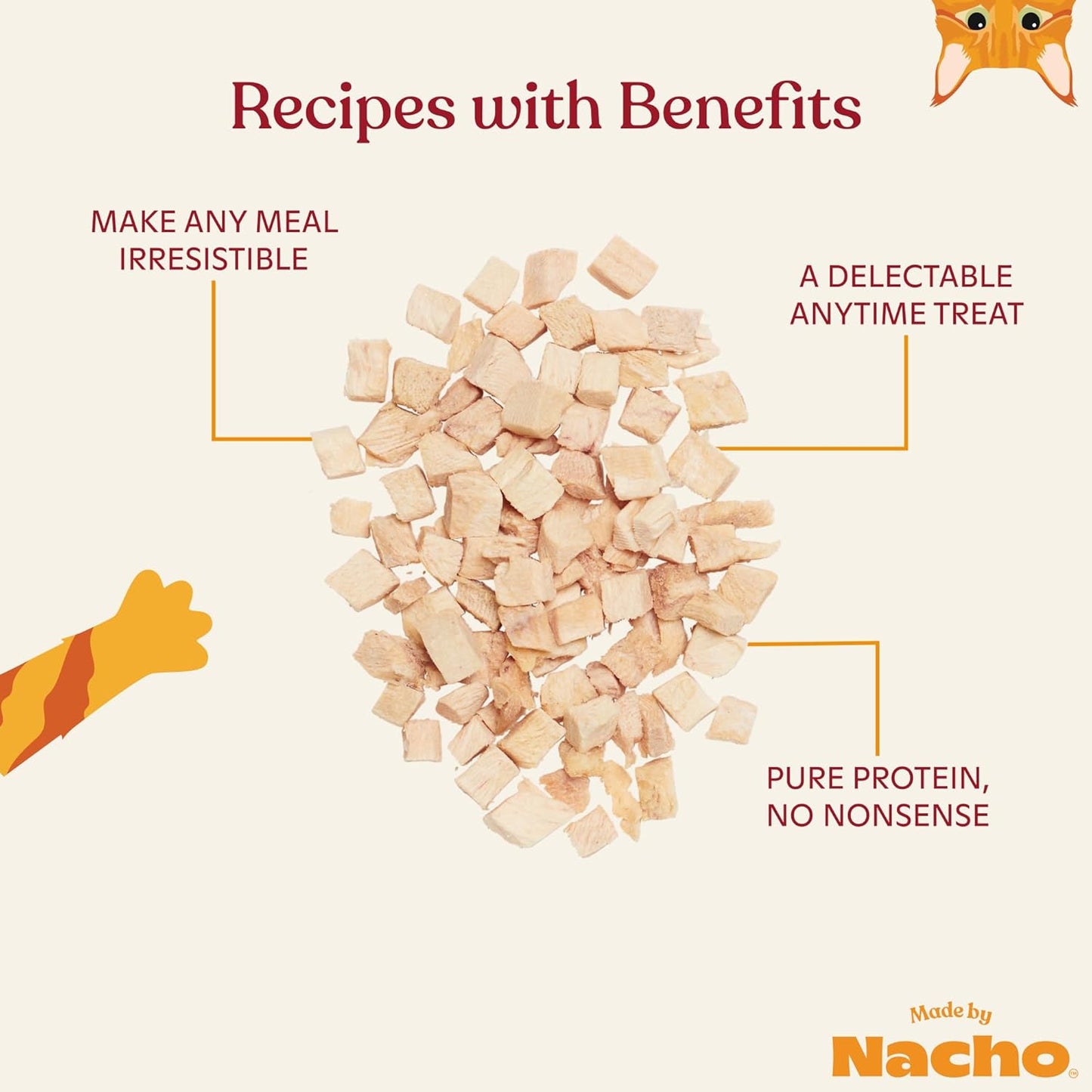 Made by Nacho Freeze-Dried Chicken Breast Meal Topper, Mixer or Treat 3.5oz | High Protein, Pure Chicken Ingredients | Premium Cage-Free Chicken Breast | Crunchy Texture