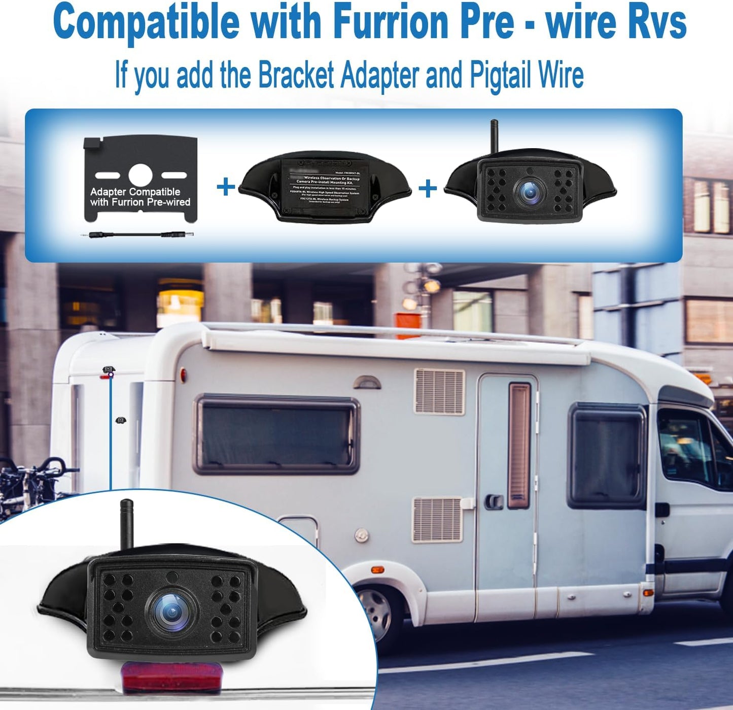 7 Inch RV Backup Camera Wireless, HD 1080P DVR Backup Camera High-Speed Rear View Observation System Stable Signals for RVs, Trucks, Trailers, IP69 Waterproof IR Night Vision