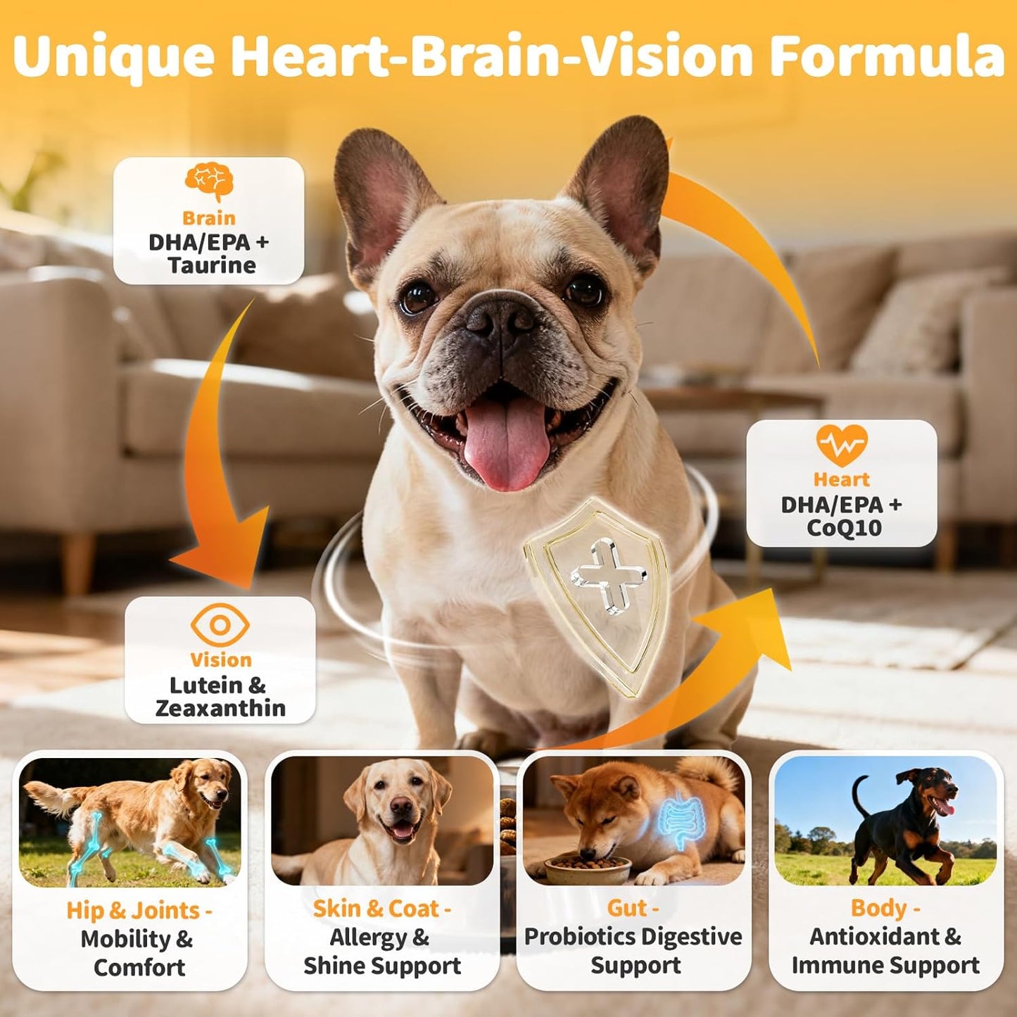 25-in-1 Dog Multivitamin Chews – All-in-One Daily Vitamins & Supplements for Dogs, Joint Support with Glucosamine MSM, Omega-3 Skin & Coat, Gut, Heart & Brain, All Breeds & Ages, Chicken, 90 Ct