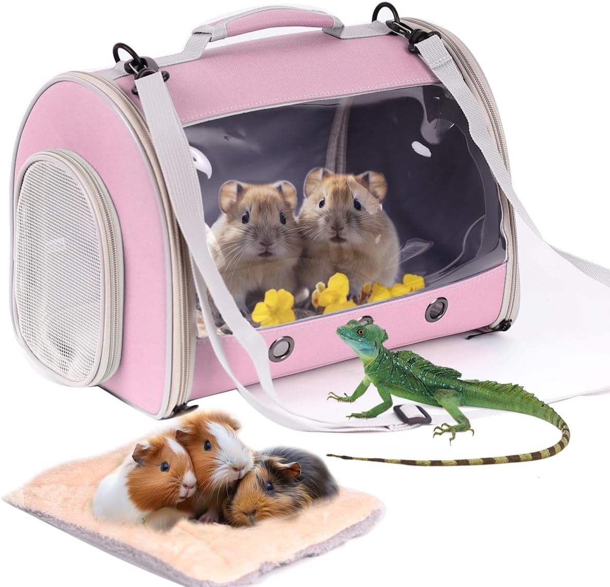 Lizard Travel Carrier Backpack,Guinea Pig Backpack Carrier,Space Capsule Clear Bubble Window Astronaut Reptile Carrier Backpack for Bearded Dragon,Hamster,Sugar Glider,Bunny