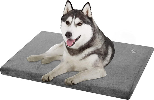 EMPSIGN Stylish Dog Bed Mat Dog Crate Pad Mattress Reversible (Cool & Warm), Water Proof Linings, Removable Machine Washable Cover, Firm Support Pet Crate Bed for Small to XX-Large Dogs, Grey