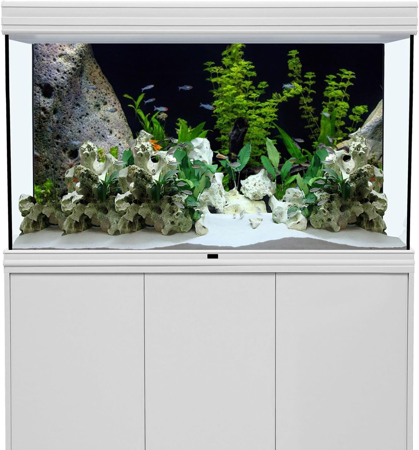 AWERT Vinyl Underwater Aquatic Plant Fish Tank Background Stone River Bed & Lake Aquarium Background 36x18 inches