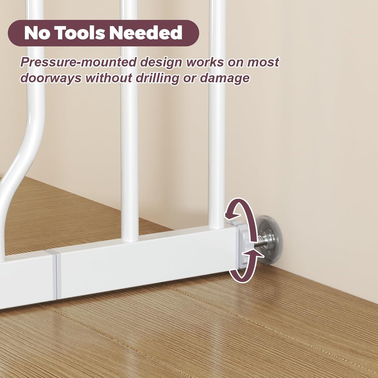 29"-45" Baby Gate for Stairs, Auto Close Stroller Friendly Dog Gate Indoor for Doorways, Pressure Mounted Baby Gate, Easy Walk Through Gate for Children & Pets, White