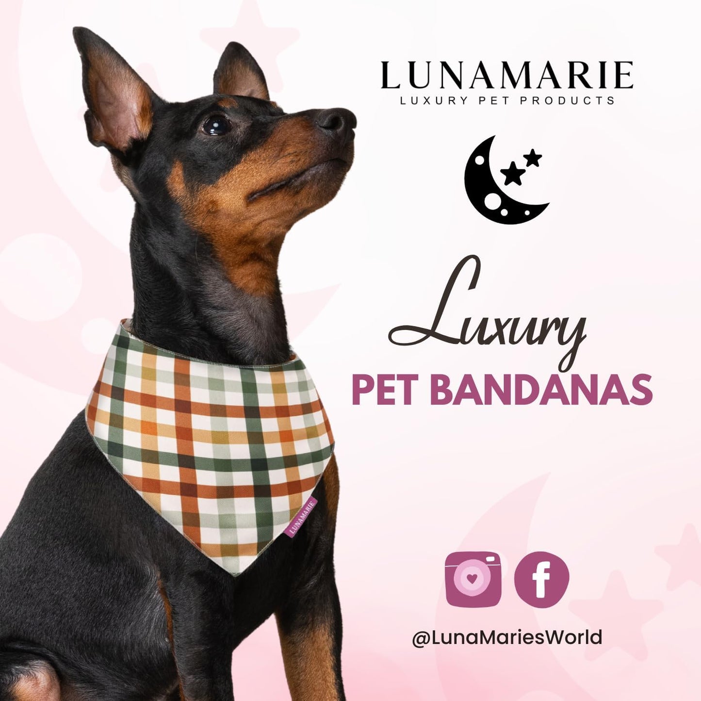 LunaMarie - Luxury Pet Birthday Bandanas -Premium & Silky Poly Fabric | 100% Handmade | Custom Shape Dual Layered (Autumn, X-Small)