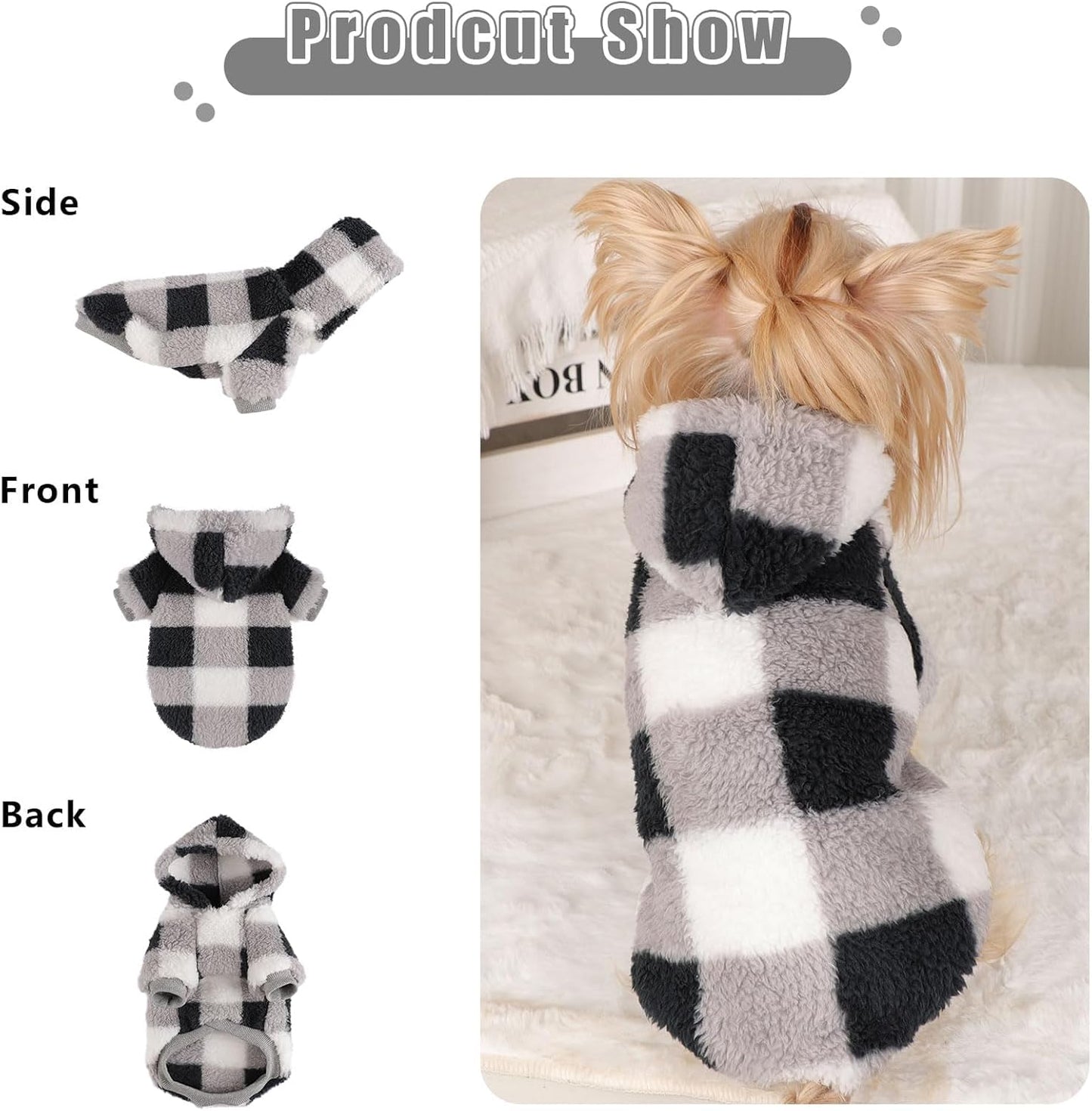 Small Dog Sweater for Dogs Hoodies,Winter Clothes Boy Girl Male Female,Warm Fleece Hoodies Pet Coat Apparel Outfit(Small, Black)
