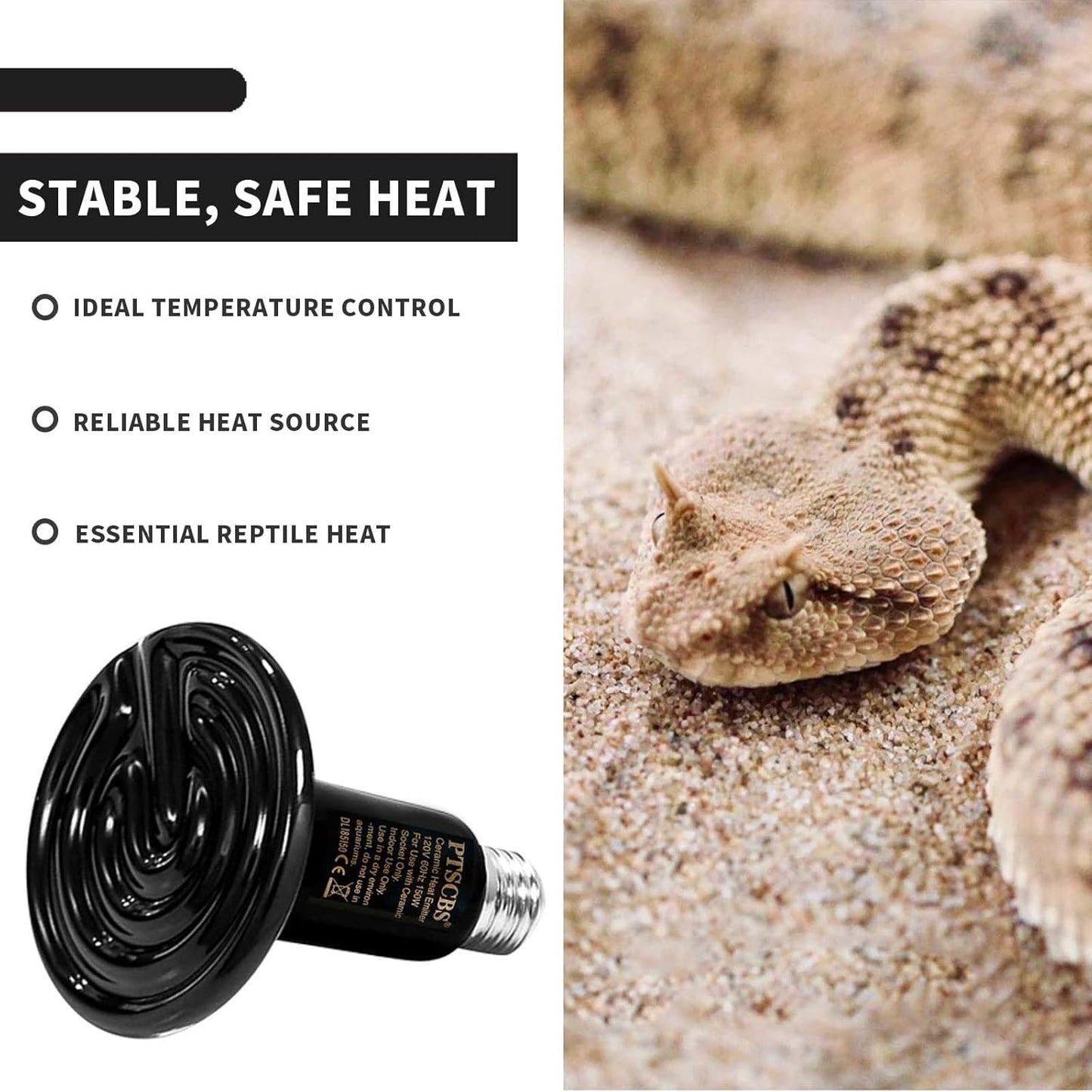 100W Reptile Heat Lamp(2 Packs)-Ceramic Heat Emitter for Reptiles Amphibian Pet Brooders Chicken Incubation, and Terrariums Turtle Lizard Bearded Dragon Snake E26