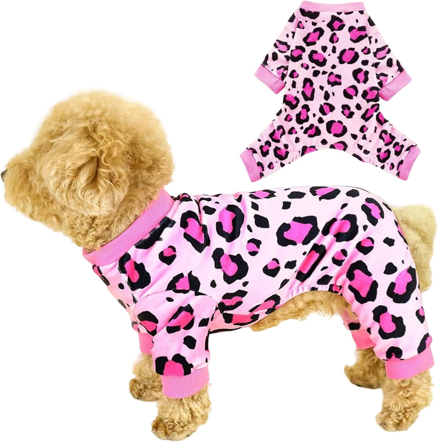 Vet-Approved Dog Pajamas Onesie for Small Dog Clothes - Lightweight Soft Stretchy Puppy Outfit - Certified Hypoallergenic Comfort Anxiety-Reducing (Pink,XS)