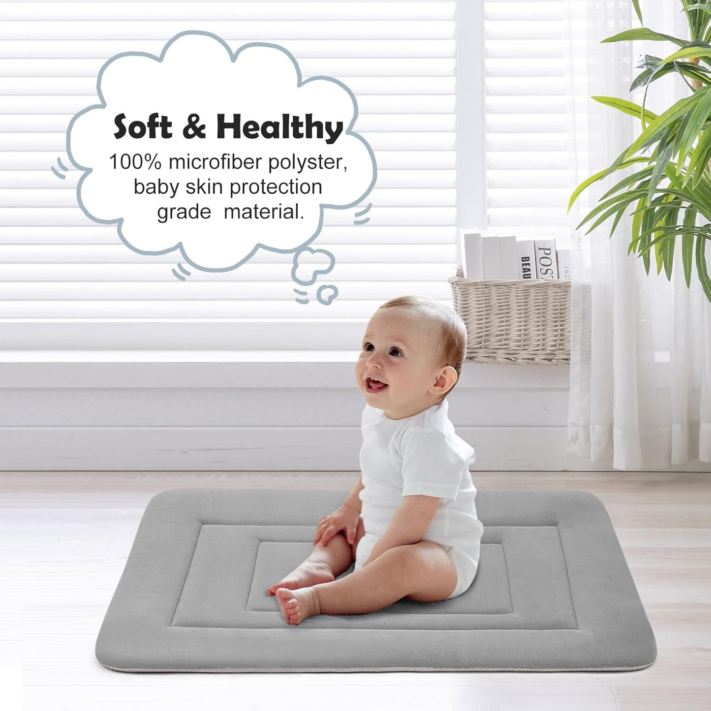 JoicyCo Dog Crate Bed Pad Mat, 36 in Non Slip Bottom Washable Kennel Pad for Medium and Large Dogs, Clay Gray