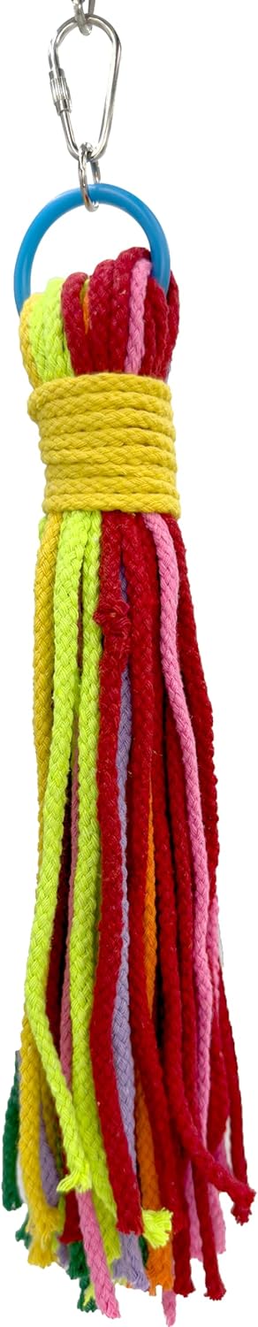 1351 Large Cotton Lace Chewer Bird Toy – Colorful Shredding and Foraging Toy for Parrots, Conures, Cockatiels, and Macaws – Safe and Durable Hanging Bird Toy – Natural Cotton Colorful Rope