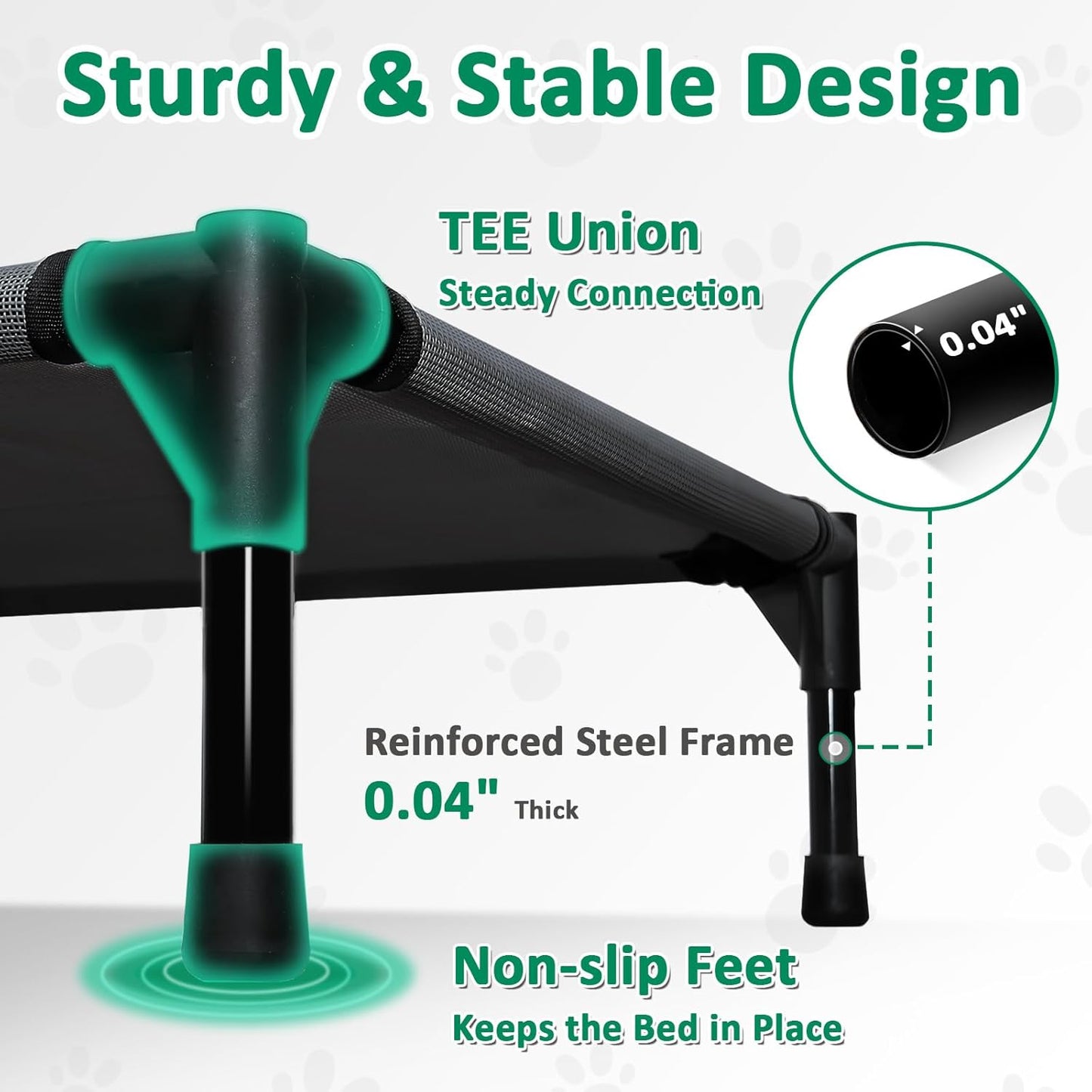 Small Elevated Dog Bed Outdoor, Raised Pet Bed Off Ground, Cooling Dog Place Bed with Washable Mesh & Non Slip Feet, Pet Hammock Bed for Indoor (S, Black)