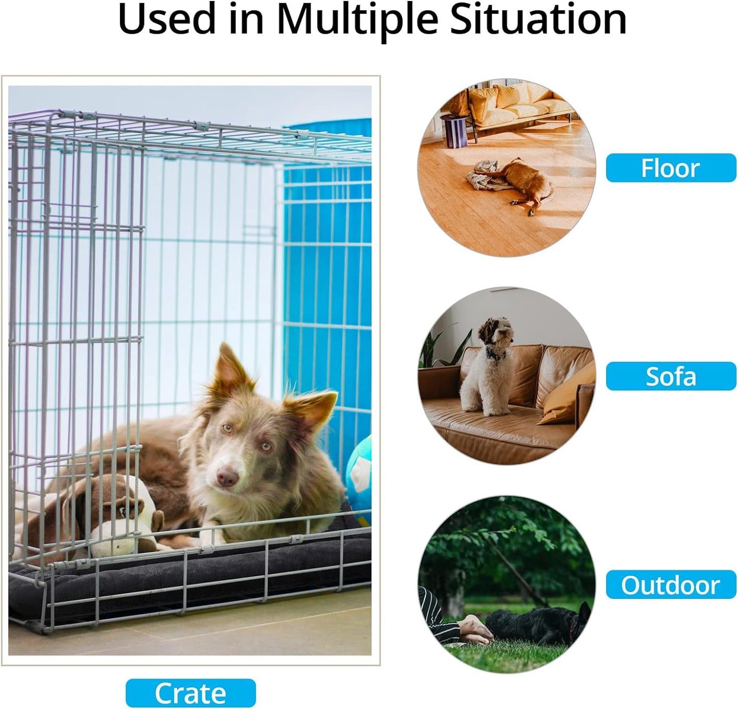 Dog Beds Crate Pad for Small Dogs Ultra Soft Dog Crate Bed Washable & Anti-Slip Kennel Pad for Dogs Cozy Sleeping Mat,Dark Gray 24inch